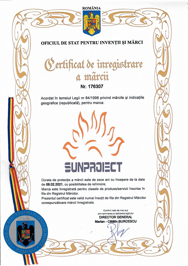Certificat OSIM SUNPROIECT