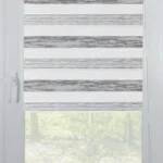 Rolete Zi Noapte Elegance H1 V1 Gri Argintiu Casetat - Rulouri Zebra Day Night Satinat Imprimeu Abstract cu Caseta