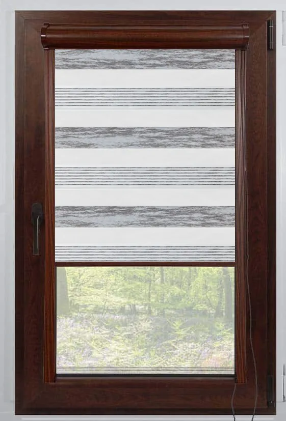 Rolete Zi Noapte Elegance H1 V1 Gri Argintiu Casetat - Rulouri Zebra Day Night Satinat Imprimeu Abstract cu Caseta