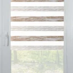 Rolete Zi Noapte Elegance H1 V4 Bej / Auriu Casetat - Rulouri Zebra Day Night Satinat Imprimeu Abstract cu Caseta