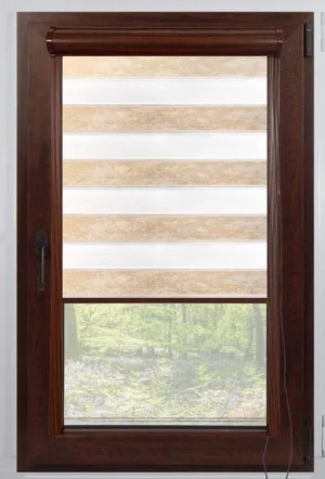 Rolete Zi Noapte Elegance H2 V1 Crem / Auriu Casetat - Rulouri Zebra Day Night Satinat Efect Marmorat cu Caseta