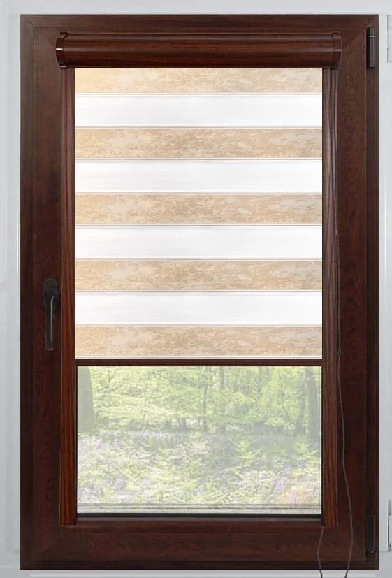 Rolete Zi Noapte Elegance H2 V1 Crem / Auriu Casetat - Rulouri Zebra Day Night Satinat Efect Marmorat cu Caseta