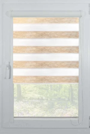 Rolete Zi Noapte Elegance H2 V1 Crem / Auriu Casetat - Rulouri Zebra Day Night Satinat Efect Marmorat cu Caseta