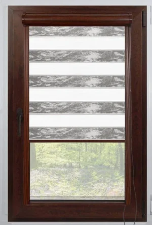 Rolete Zi Noapte Elegance H2 V6 Gri Argintiu Casetat - Rulouri Zebra Day Night Satinat Efect Marmorat cu Caseta