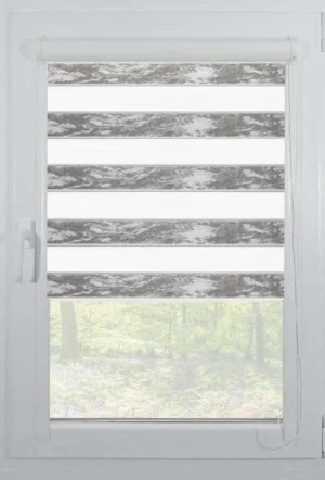 Rolete Zi Noapte Elegance H2 V6 Gri Argintiu Casetat - Rulouri Zebra Day Night Satinat Efect Marmorat cu Caseta