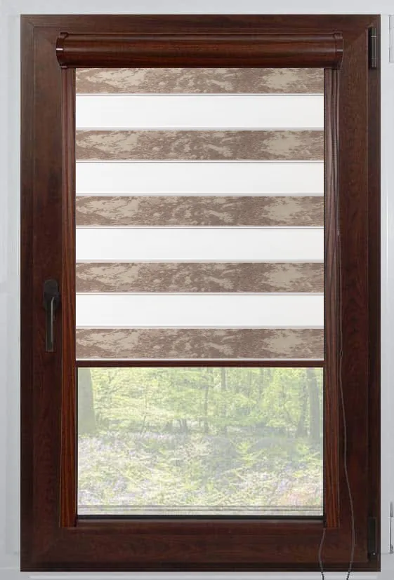 Rolete Zi Noapte Elegance H2 V8 Bej / Taupe Casetat - Rulouri Zebra Day Night Satinat Efect Marmorat cu Caseta