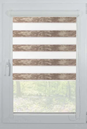 Rolete Zi Noapte Elegance H2 V8 Bej / Taupe Casetat - Rulouri Zebra Day Night Satinat Efect Marmorat cu Caseta