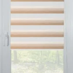 Rolete Zi Noapte Elegance H3 V2 Bej / Auriu Casetat - Rulouri Zebra Day Night Satinat Imprimeu Dungi Fine cu Caseta
