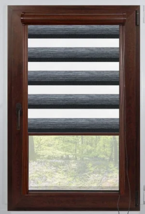 Rolete Zi Noapte Elegance H3 V5 Antracit / Gri Casetat - Rulouri Zebra Day Night Satinat Imprimeu Dungi Fine cu Caseta