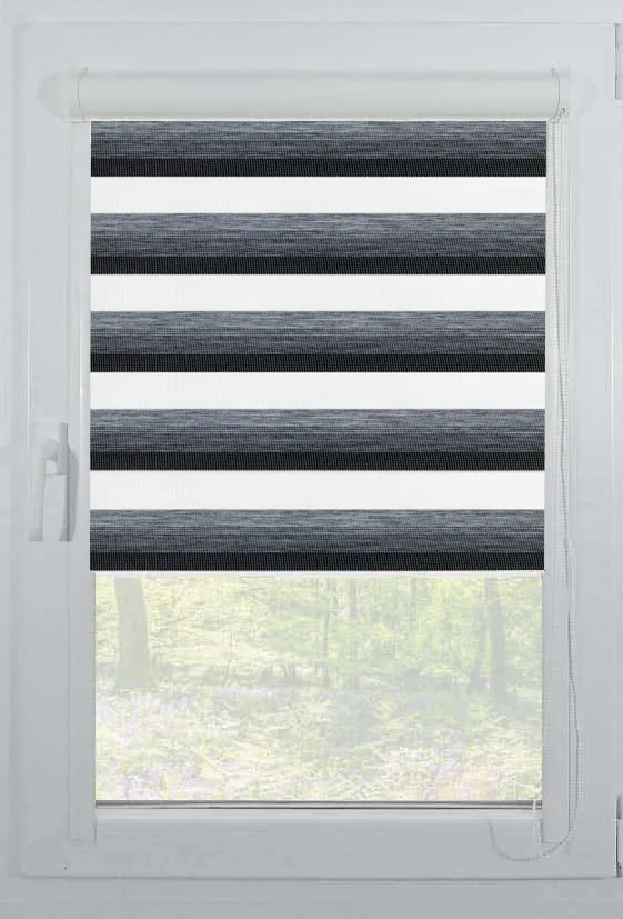 roleta zebra casetata elegance h3 v5 antracit gri Rolete Zi Noapte Elegance H3 V5 Antracit / Gri Casetat - Rulouri Zebra Day Night Satinat Imprimeu Dungi Fine cu Caseta
