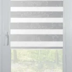Rolete Zi Noapte Elegance T23 V6 Gri Casetat - Rulouri Zebra Day Night Satinat Imprimeu Floral Baroc cu Caseta