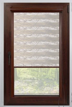 Rolete Zi Noapte Elegance T31 V10 Bej / Auriu Casetat - Rulouri Zebra Day Night Satinat Imprimeu Abstract cu Caseta