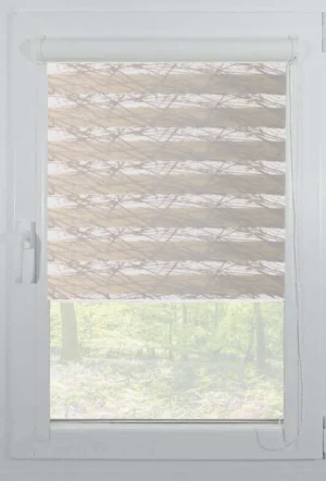 Rolete Zi Noapte Elegance T31 V10 Bej / Auriu Casetat - Rulouri Zebra Day Night Satinat Imprimeu Abstract cu Caseta