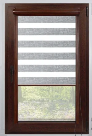 Rolete Zi Noapte Elite H1 V1 Gri Argintiu Casetat - Rulouri Zebra Day Night Textură Melanj Natural cu Caseta
