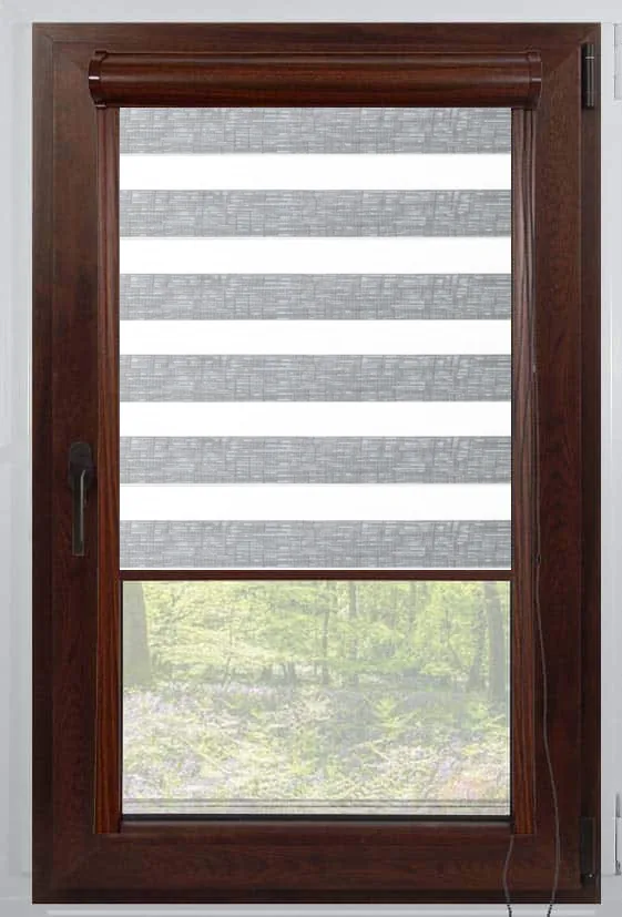 Rolete Zi Noapte Elite H1 V1 Gri Argintiu Casetat - Rulouri Zebra Day Night Textură Melanj Natural cu Caseta