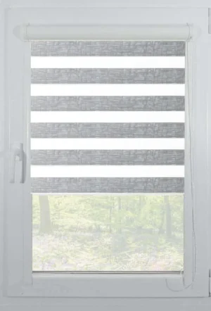 Rolete Zi Noapte Elite H1 V1 Gri Argintiu Casetat - Rulouri Zebra Day Night Textură Melanj Natural cu Caseta