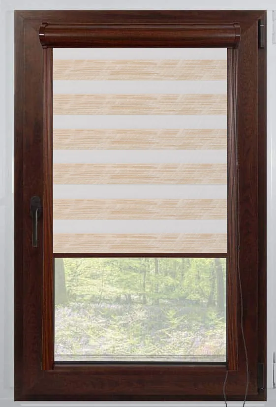 Rolete Zi Noapte Elite H1 V4 Crem / Bej Casetat - Rulouri Zebra Day Night Textură Melanj Natural cu Caseta