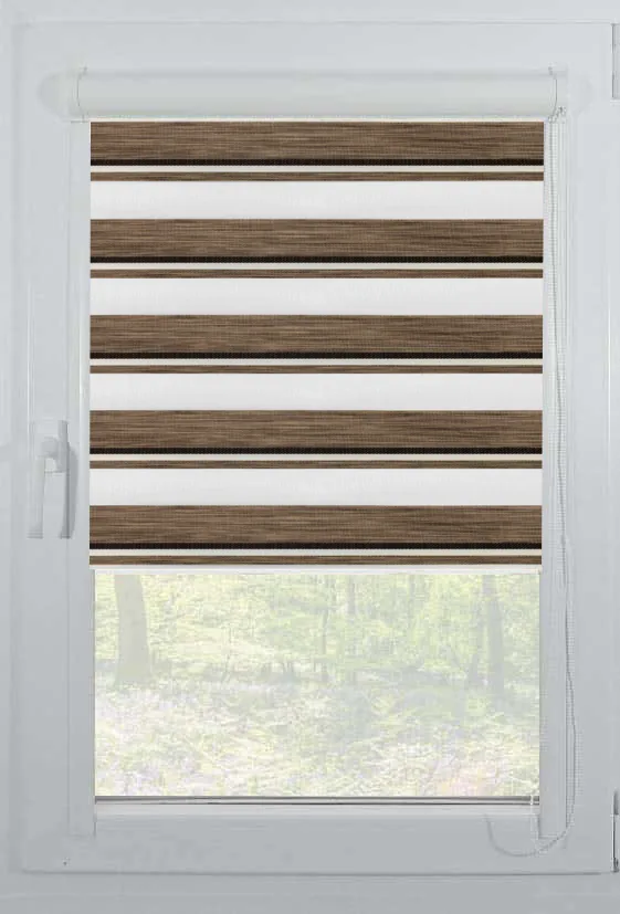roleta zebra casetata elite h2 v7 maro Rolete Zi Noapte Elite H2 V7 Maro Casetat - Rulouri Zebra Day Night Imprimeu Dungi Melanj cu Caseta