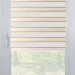 Rolete Zi Noapte Elite H3 V1 Alb / Auriu Casetat - Rulouri Zebra Day Night Imprimeu Dungi Fine cu Caseta