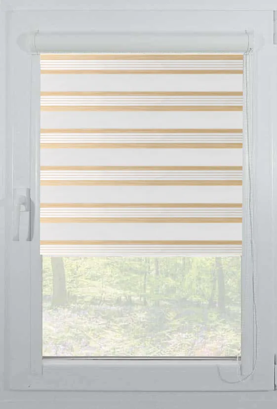 roleta zebra casetata elite h3 v1 alb auriu Rolete Zi Noapte Elite H3 V1 Alb / Auriu Casetat - Rulouri Zebra Day Night Imprimeu Dungi Fine cu Caseta