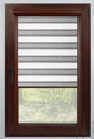 Rolete Zi Noapte Elite H3 V9 Antracit / Gri Casetat - Rulouri Zebra Day Night Imprimeu Dungi Fine cu Caseta
