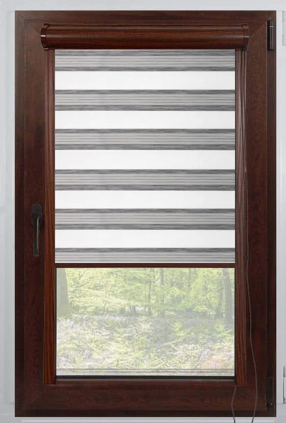 Rolete Zi Noapte Elite H3 V9 Antracit / Gri Casetat - Rulouri Zebra Day Night Imprimeu Dungi Fine cu Caseta