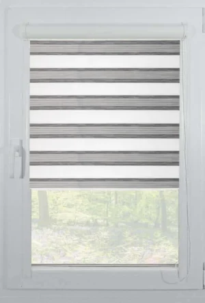 Rolete Zi Noapte Elite H3 V9 Antracit / Gri Casetat - Rulouri Zebra Day Night Imprimeu Dungi Fine cu Caseta