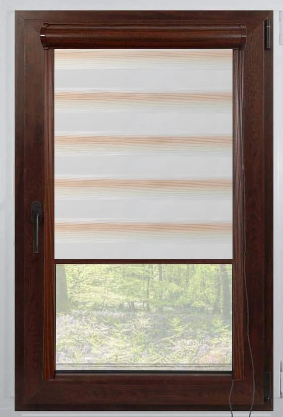 Rolete Zi Noapte Elite H5 V1 Piersică / Crem Casetat - Rulouri Zebra Day Night Gradient Satinat cu Caseta