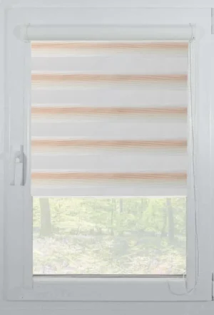 Rolete Zi Noapte Elite H5 V1 Piersică / Crem Casetat - Rulouri Zebra Day Night Gradient Satinat cu Caseta