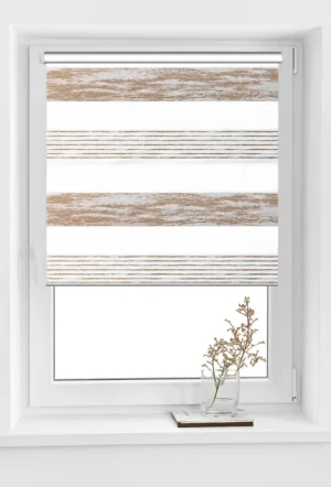 Rolete Zi Noapte Elegance H1 V4 Bej / Auriu - Rulouri Zebra Day Night Satinat Imprimeu Abstract
