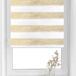 Rolete Zi Noapte Elegance H2 V1 Crem / Auriu - Rulouri Zebra Day Night Satinat Efect Marmorat