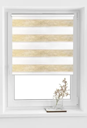 Rolete Zi Noapte Elegance H2 V1 Crem / Auriu - Rulouri Zebra Day Night Satinat Efect Marmorat