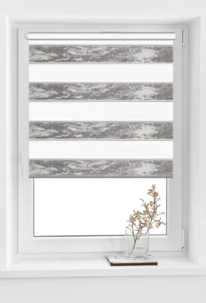 Rolete Zi Noapte Elegance H2 V6 Gri Argintiu - Rulouri Zebra Day Night Satinat Efect Marmorat