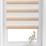 Rolete Zi Noapte Elegance H3 V2 Bej / Auriu - Rulouri Zebra Day Night Satinat Imprimeu Dungi Fine