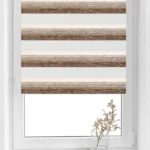 Rolete Zi Noapte Elegance H3 V3 Maro / Crem - Rulouri Zebra Day Night Satinat Imprimeu Dungi Fine