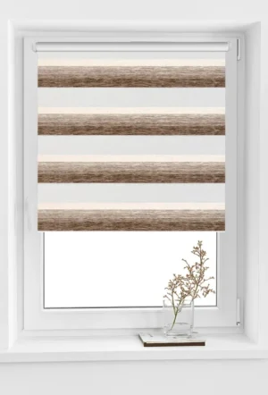 Rolete Zi Noapte Elegance H3 V3 Maro / Crem - Rulouri Zebra Day Night Satinat Imprimeu Dungi Fine