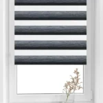 Rolete Zi Noapte Elegance H3 V5 Antracit / Gri - Rulouri Zebra Day Night Satinat Imprimeu Dungi Fine