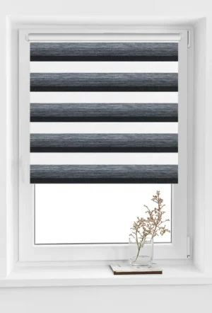 Rolete Zi Noapte Elegance H3 V5 Antracit / Gri - Rulouri Zebra Day Night Satinat Imprimeu Dungi Fine
