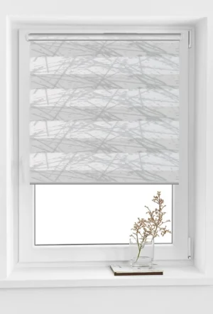 Rolete Zi Noapte Elegance T31 V3 Alb / Gri - Rulouri Zebra Day Night Satinat Imprimeu Abstract