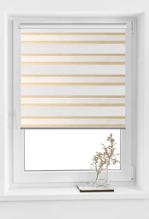Rolete Zi Noapte Elite H3 V1 Alb / Auriu - Rulouri Zebra Day Night Imprimeu Dungi Fine